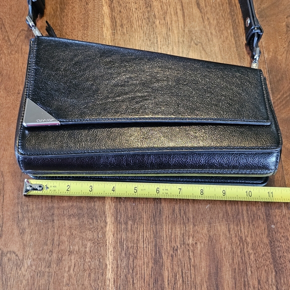 Calvin Klein Black Basalt Asymmetric Triple Compartment Convertible Shoulder Bag - Picture 9 of 11